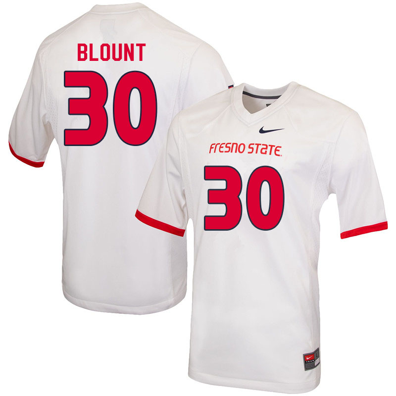 Men #30 Tanner Blount Fresno State Bulldogs College Football Jerseys Sale-White